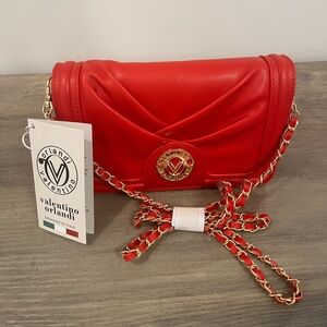 New Valentino Orlandi Red & Gold Hardware Chain Crossbody Bag